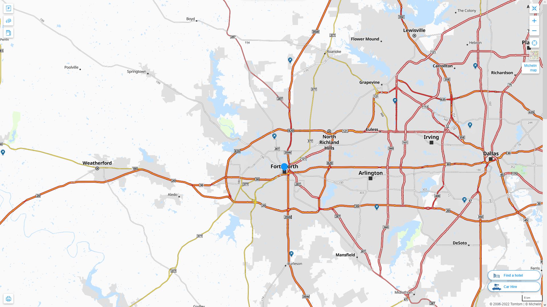 Fort Worth Texas Highway and Road Map